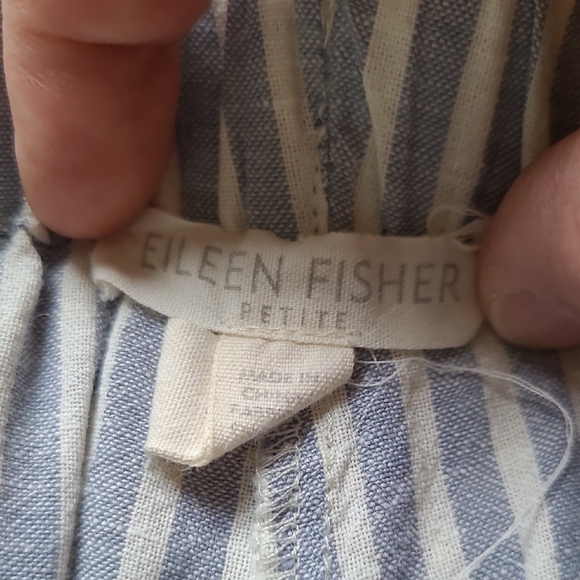 Eileen Fisher Blue Railroad Stripe Hemp & Cotton Pants - Size PL (Petite) - Picture 5 of 7